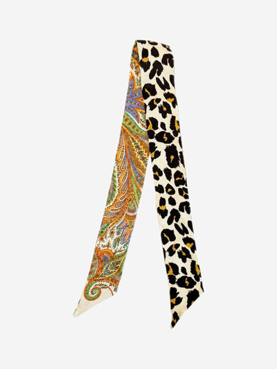 Multicolour paisley and leopard print twilly Scarves Etro 