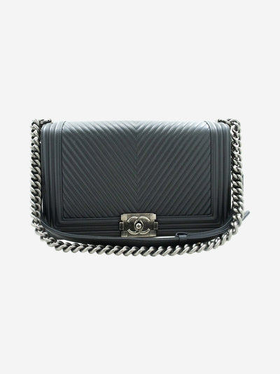 Dark grey 2014 V-stitch Boy bag Shoulder Bag Chanel 