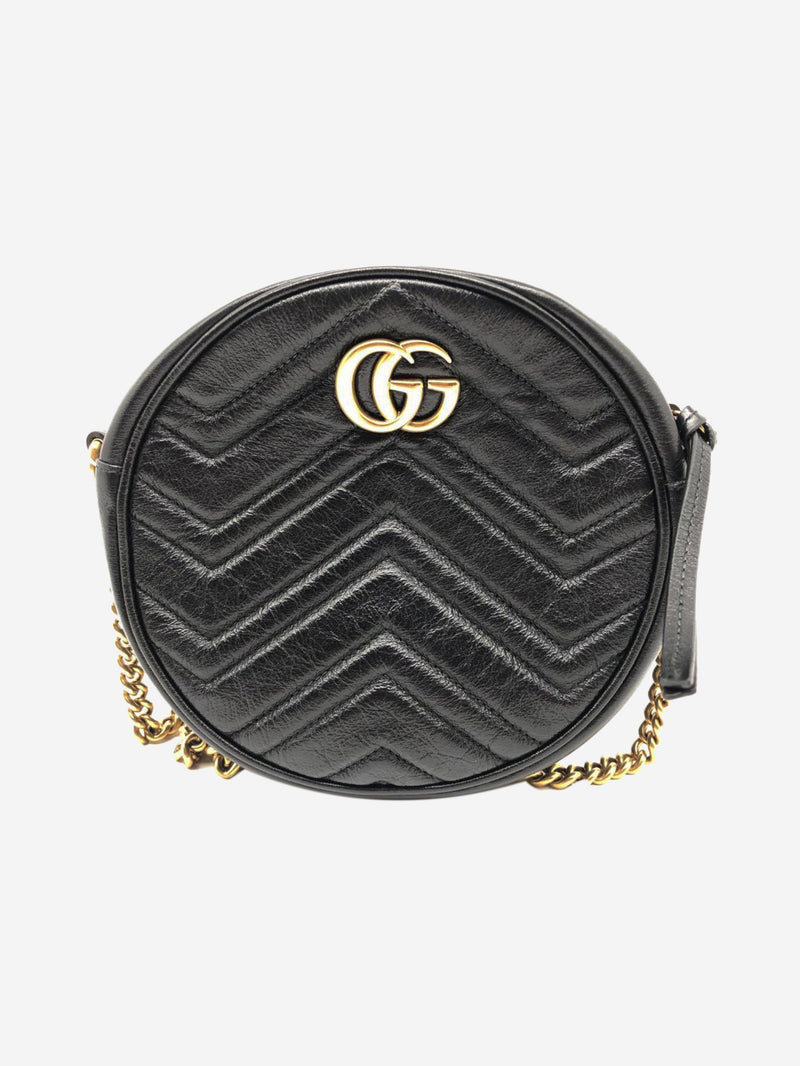Black GG Marmont Round leather bag Cross-body bags Gucci 