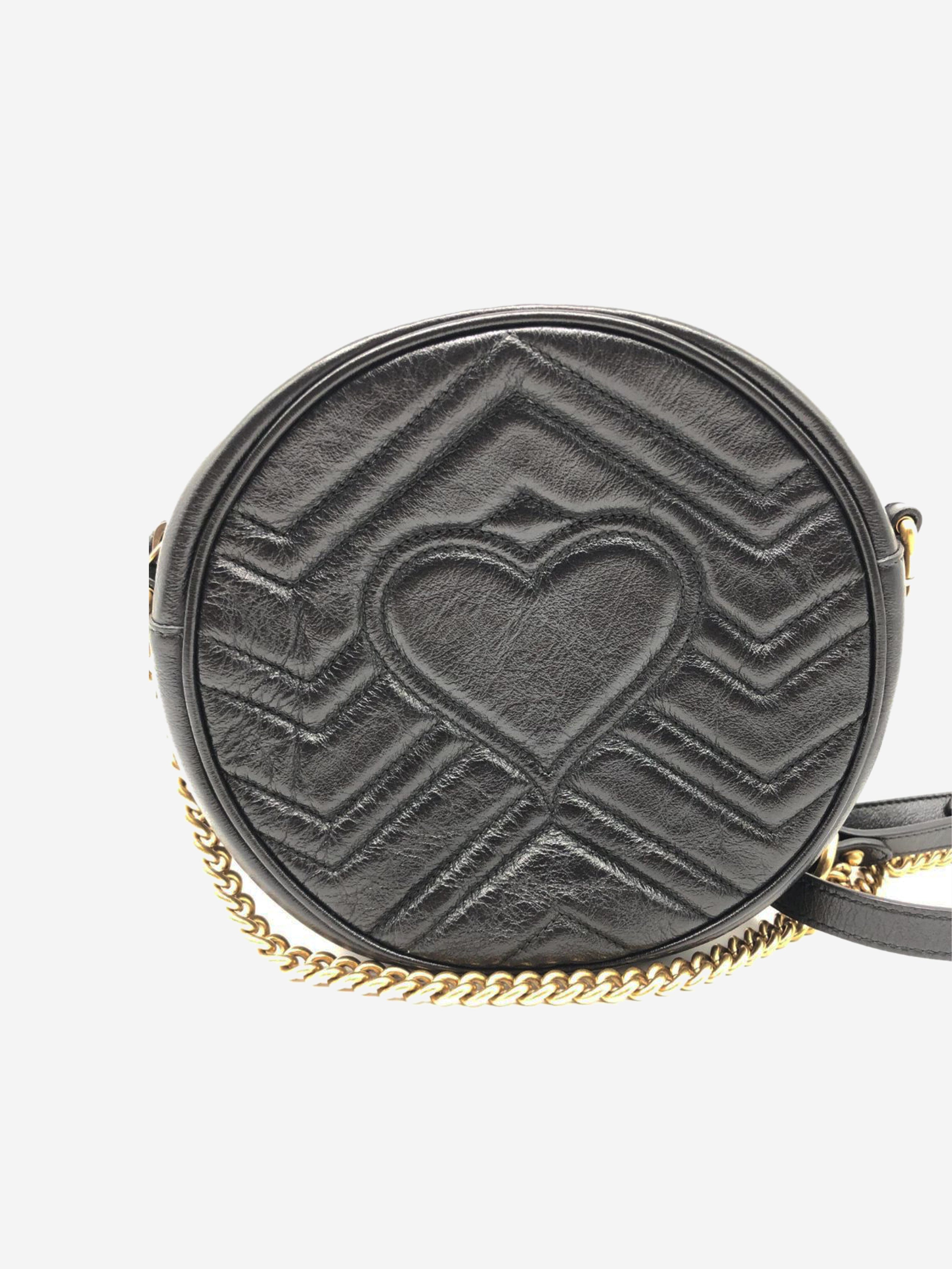Black GG Marmont Round leather bag Cross-body bags Gucci 