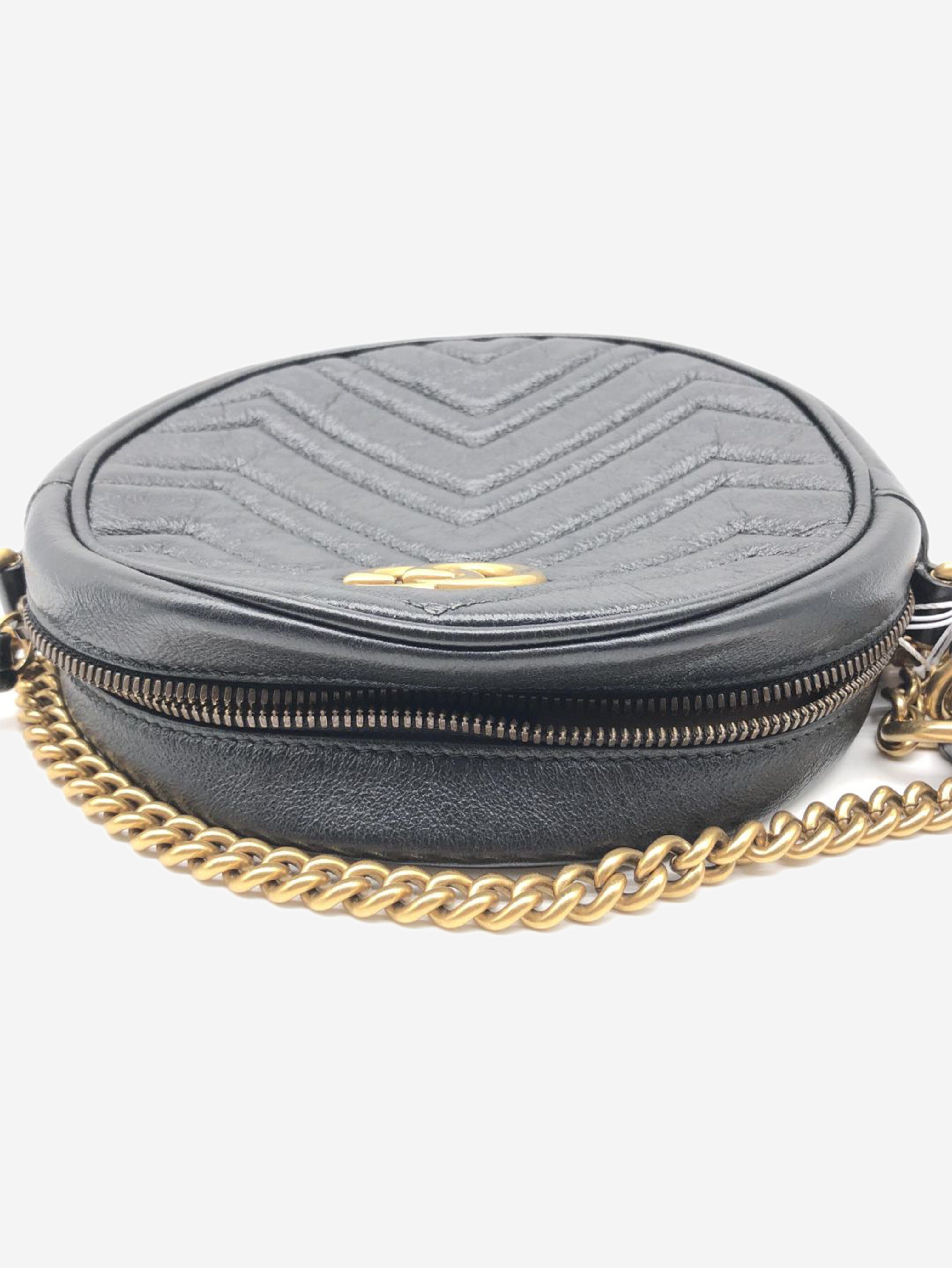 Black GG Marmont Round leather bag Cross-body bags Gucci 