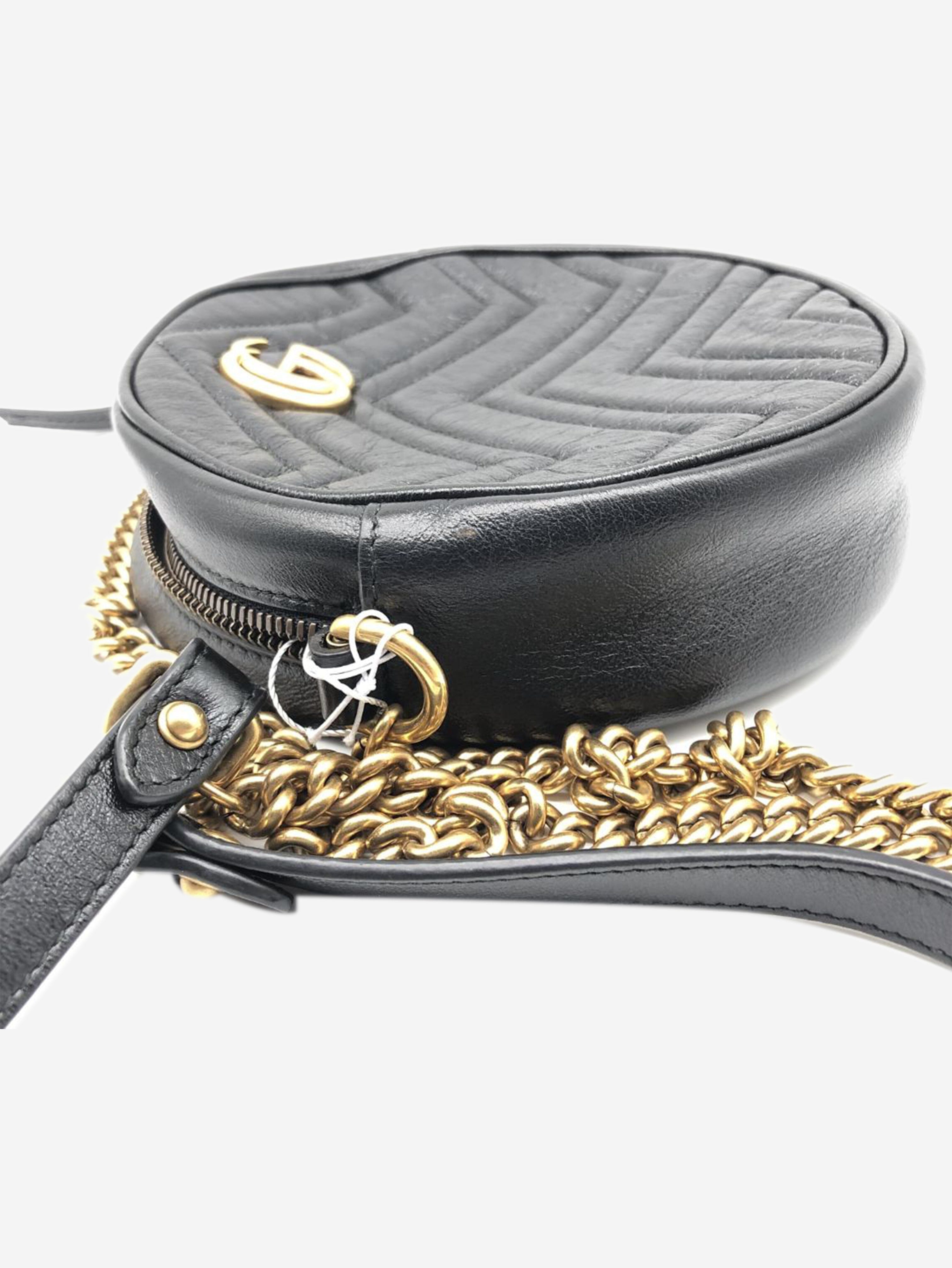 Black GG Marmont Round leather bag Cross-body bags Gucci 
