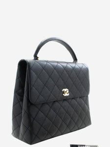 Chanel Black vintage 2002 Caviar leather Kelly top handle bag