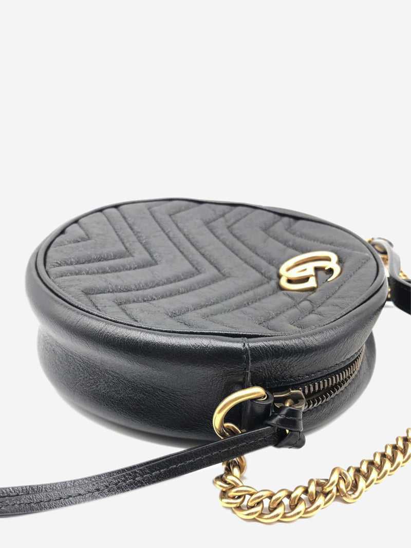Black GG Marmont Round leather bag Cross-body bags Gucci 