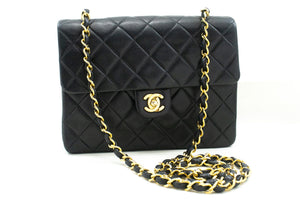 Chanel CHANEL Mini Square Small Chain Shoulder Bag Crossbody Black Lamb n28