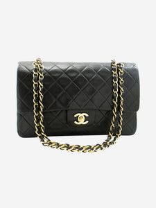 Chanel Black vintage 1991 medium lambskin Classic Double Flap bag