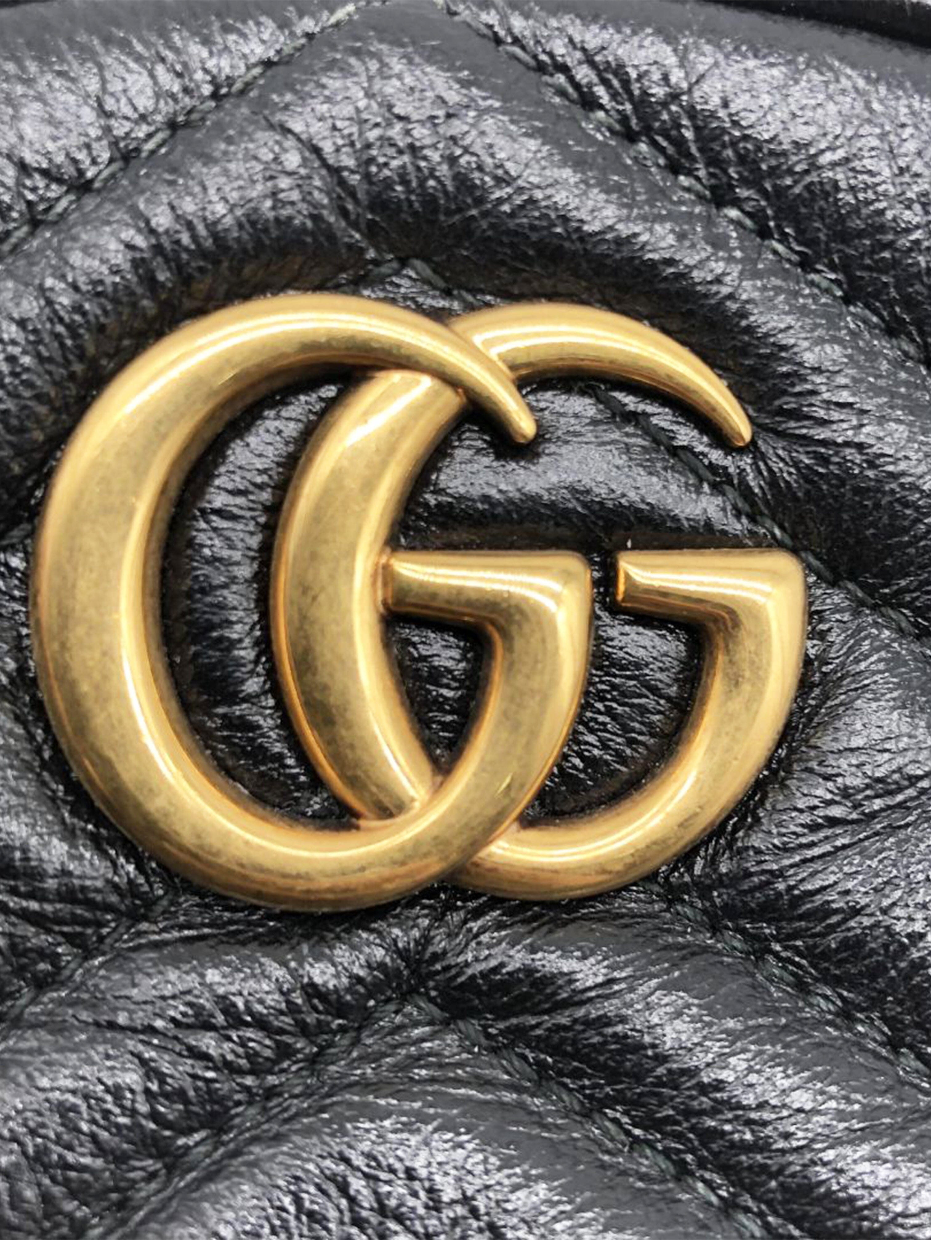 Black GG Marmont Round leather bag Cross-body bags Gucci 