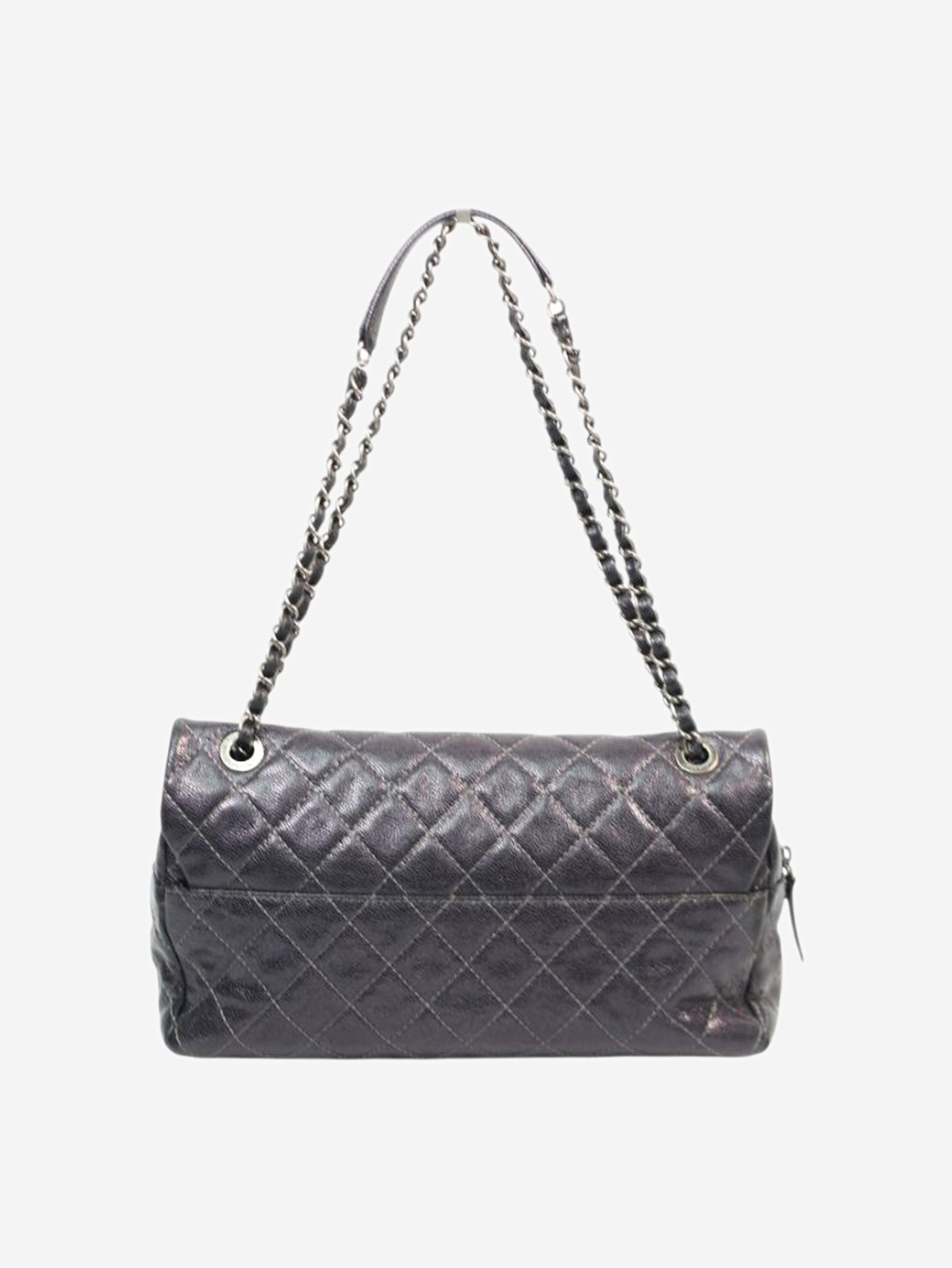 Dark grey 2012 Shiva Single Flap caviar shoulder bag