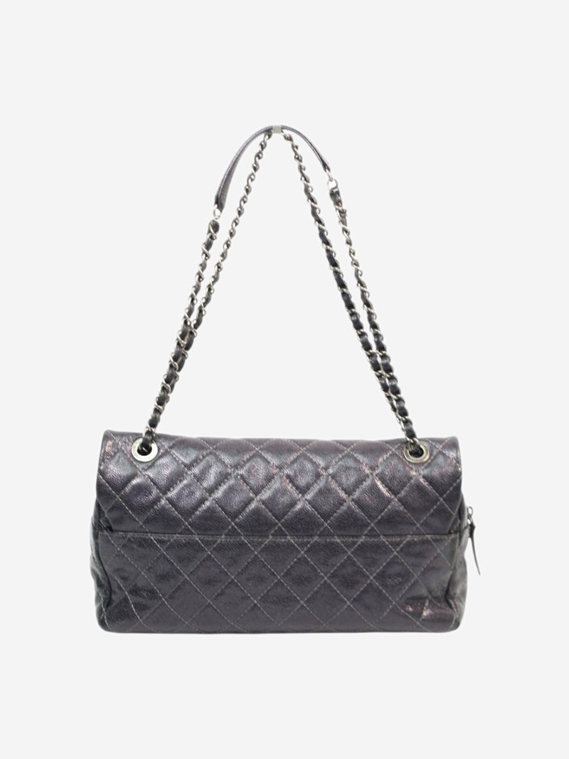 Dark grey 2012 Shiva Single Flap caviar shoulder bag