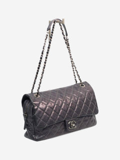 Dark grey 2012 Shiva Single Flap caviar shoulder bag