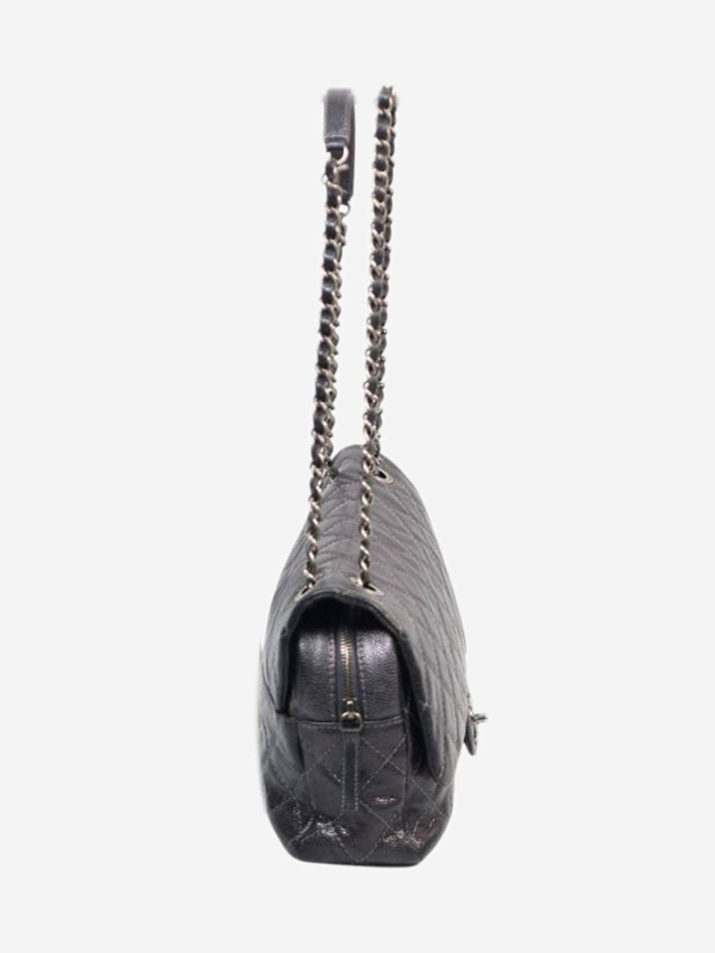 Dark grey 2012 Shiva Single Flap caviar shoulder bag
