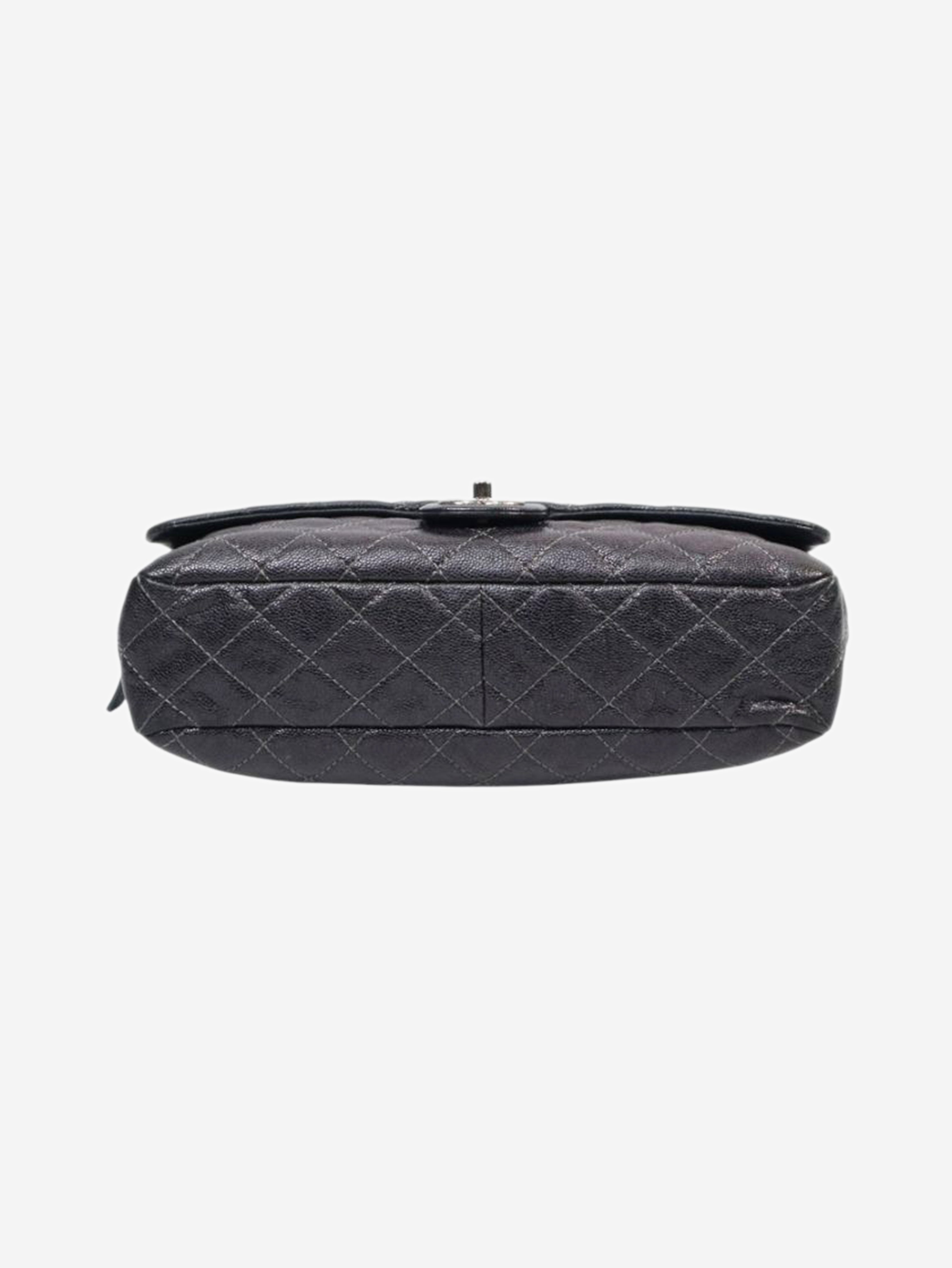 Dark grey 2012 Shiva Single Flap caviar shoulder bag