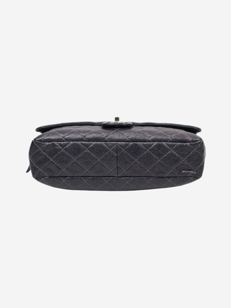Dark grey 2012 Shiva Single Flap caviar shoulder bag