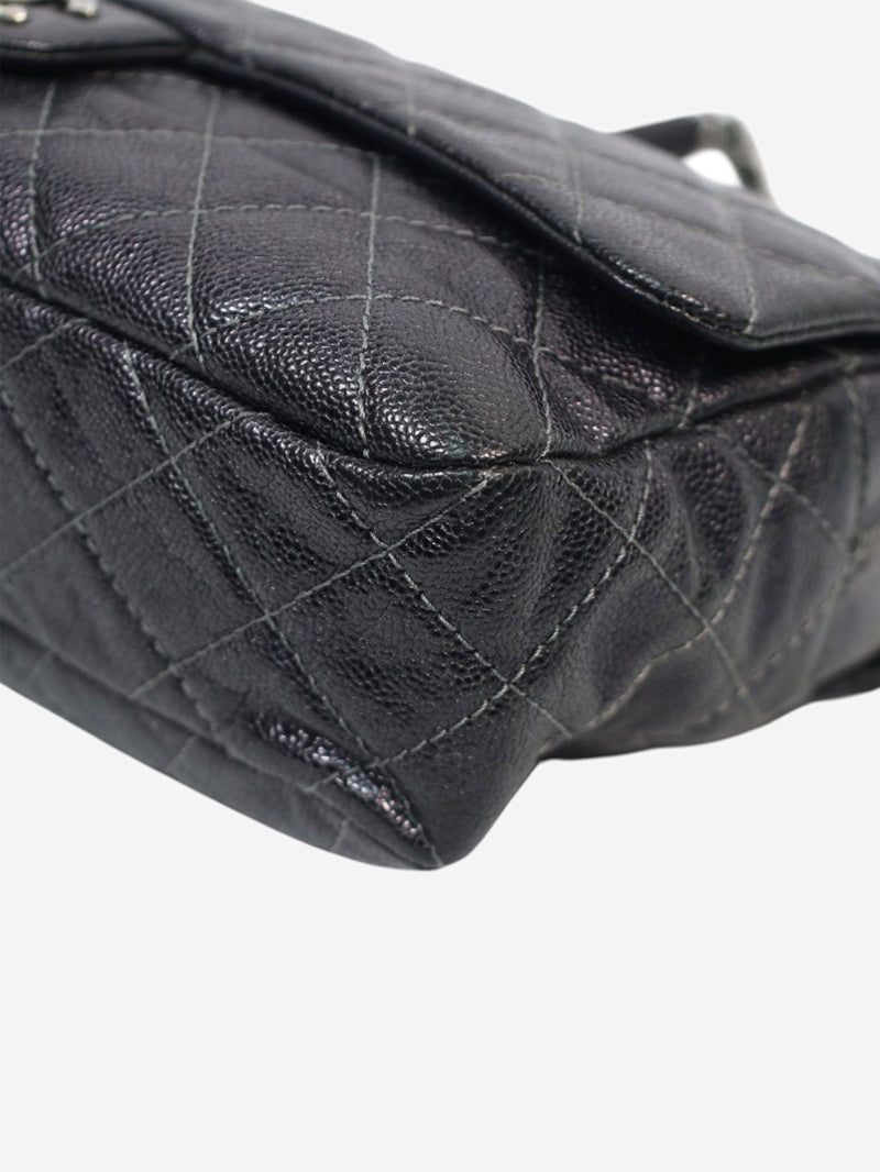 Dark grey 2012 Shiva Single Flap caviar shoulder bag