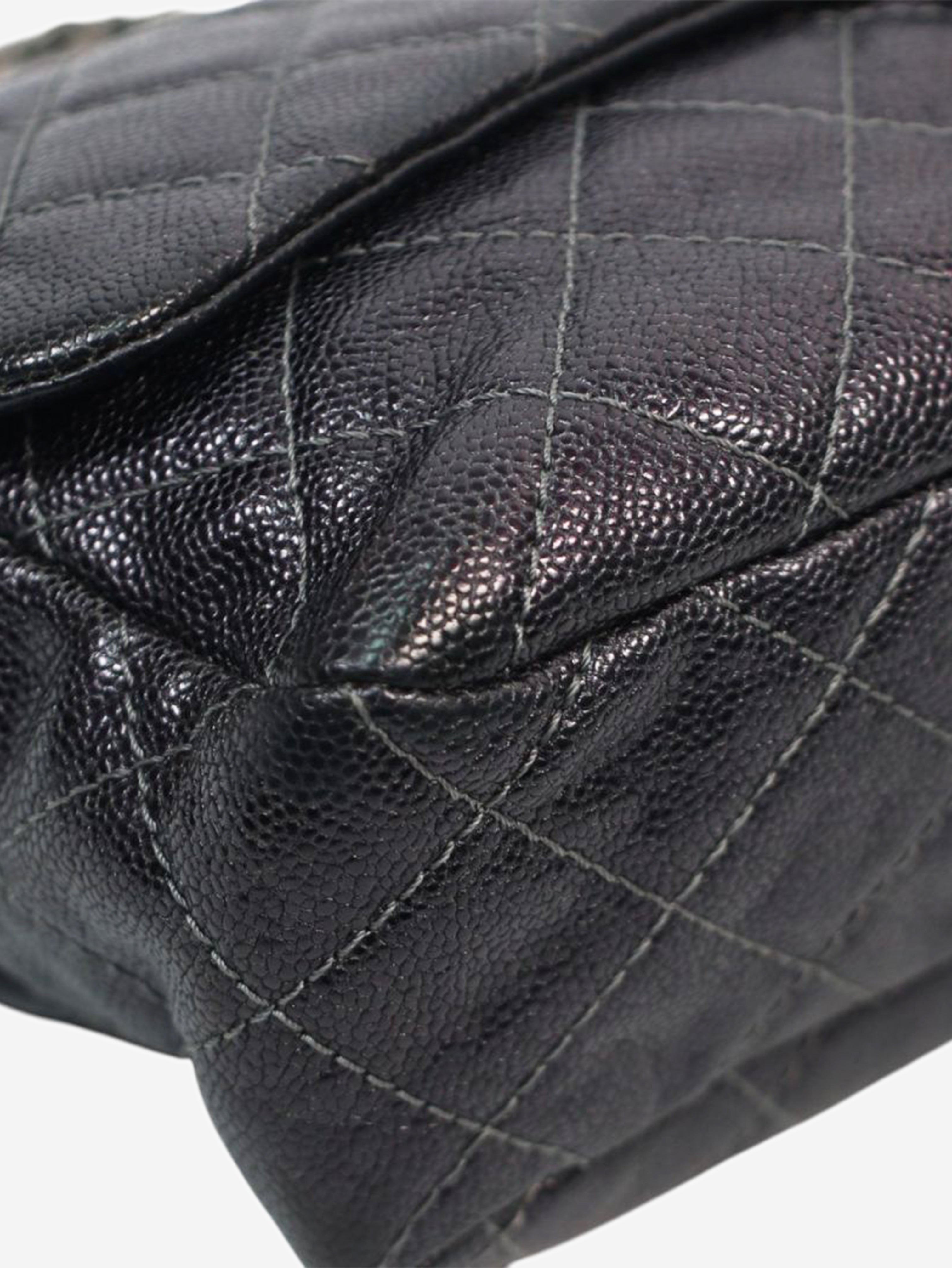 Dark grey 2012 Shiva Single Flap caviar shoulder bag