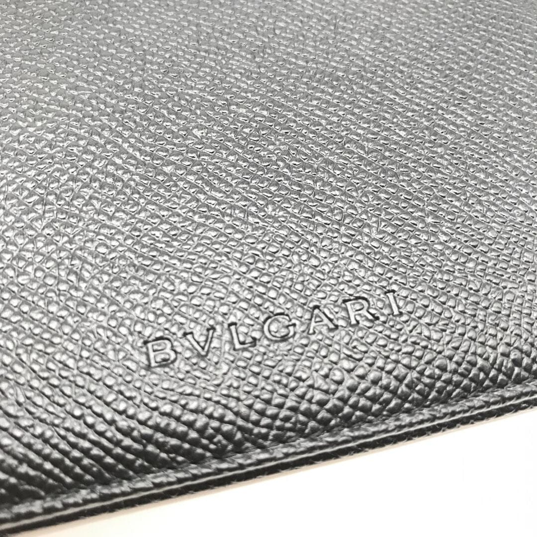 Black grained leather 2 folds wallet Wallets, Purses & Small Leather Goods Bvlgari 
