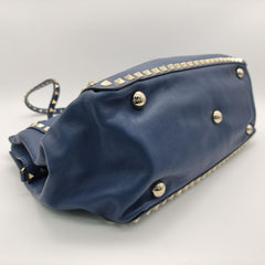 Blue Rockstud leather shoulder bag