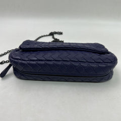 Blue Intrecciato leather crossbody pouch bag