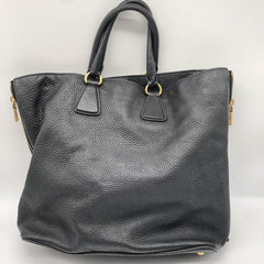 Black Vitello Daino leather Shopping tote bag