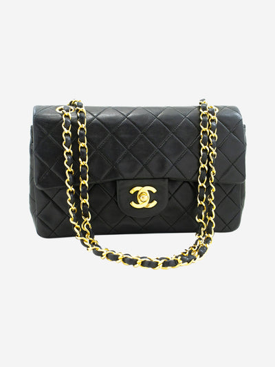 Black vintage 1989 lambskin Classic Double Flap bag Shoulder Bag Chanel 