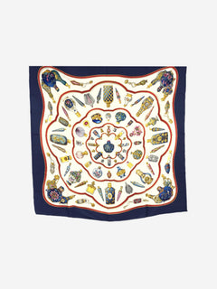Blue silk perfume printed scarf