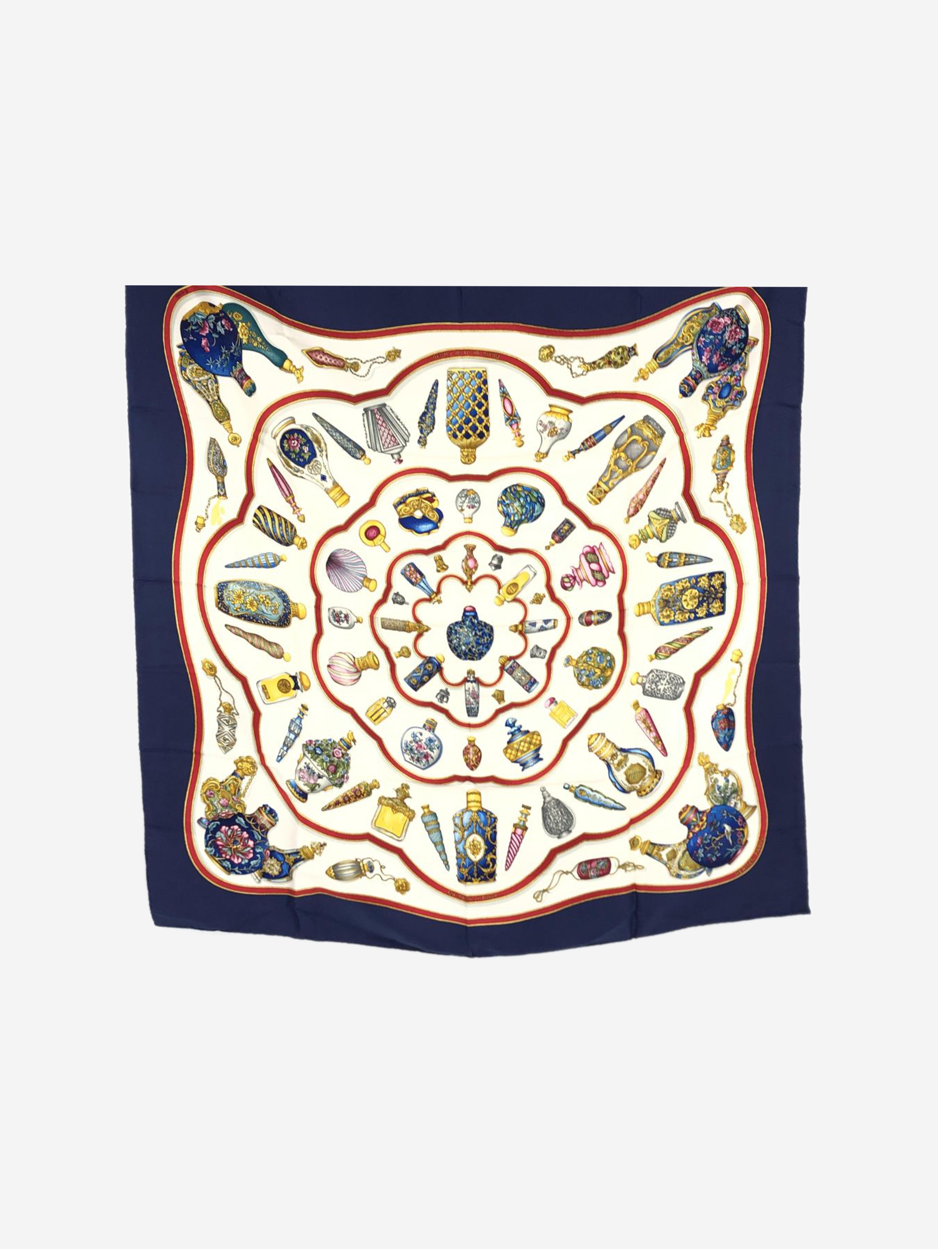 Blue silk perfume printed scarf