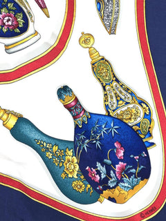 Blue silk perfume printed scarf