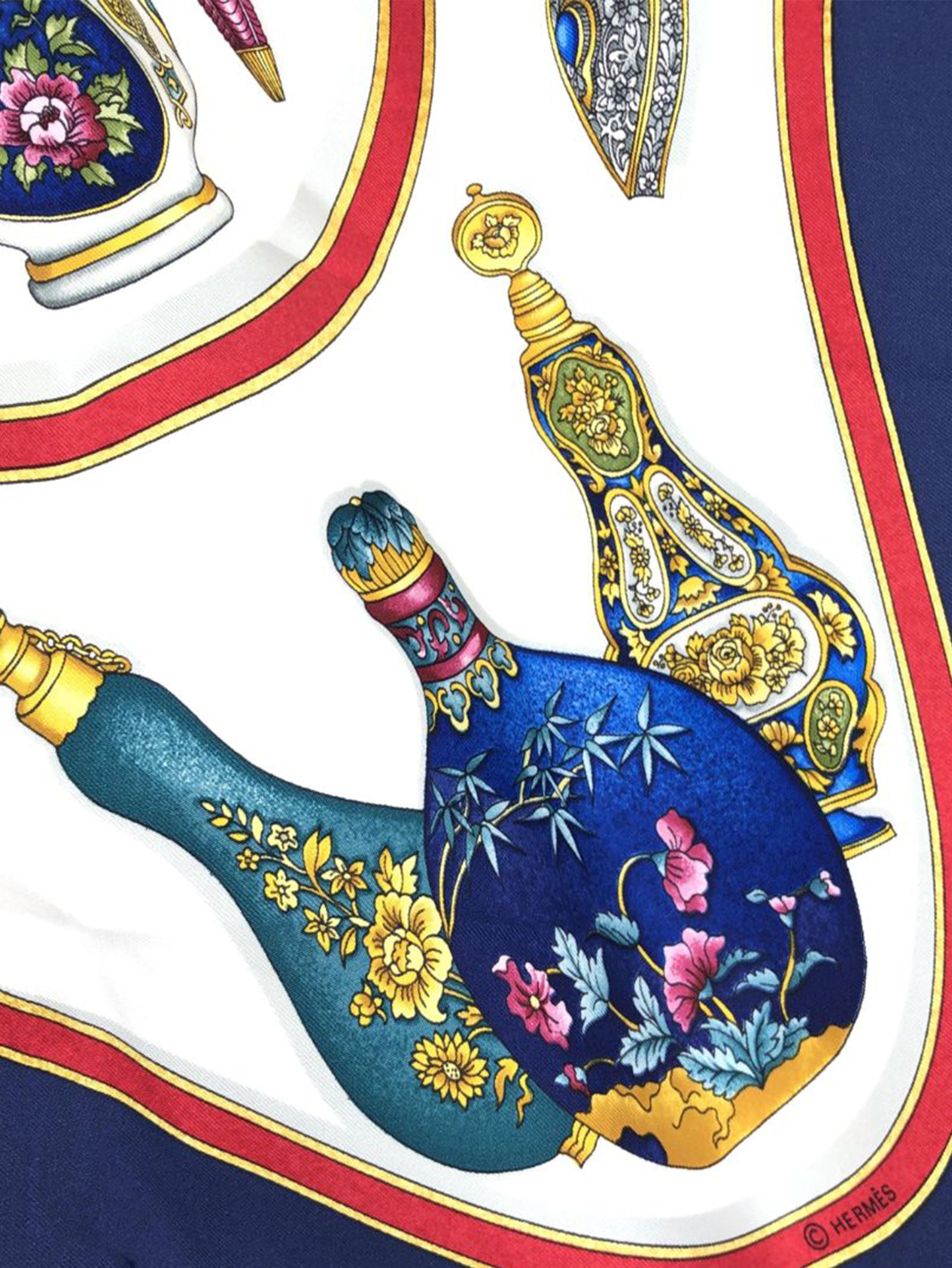 Blue silk perfume printed scarf