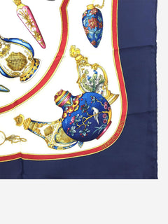 Blue silk perfume printed scarf