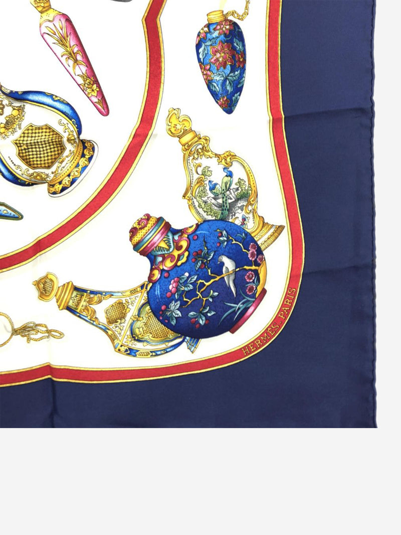 Blue silk perfume printed scarf