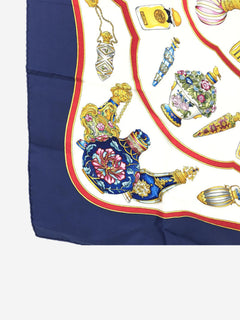 Blue silk perfume printed scarf