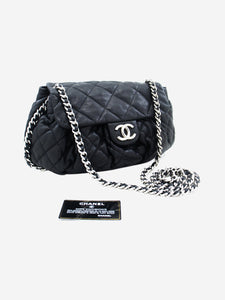 Chanel Black silver hardware 2011 lambskin leather shoulder bag