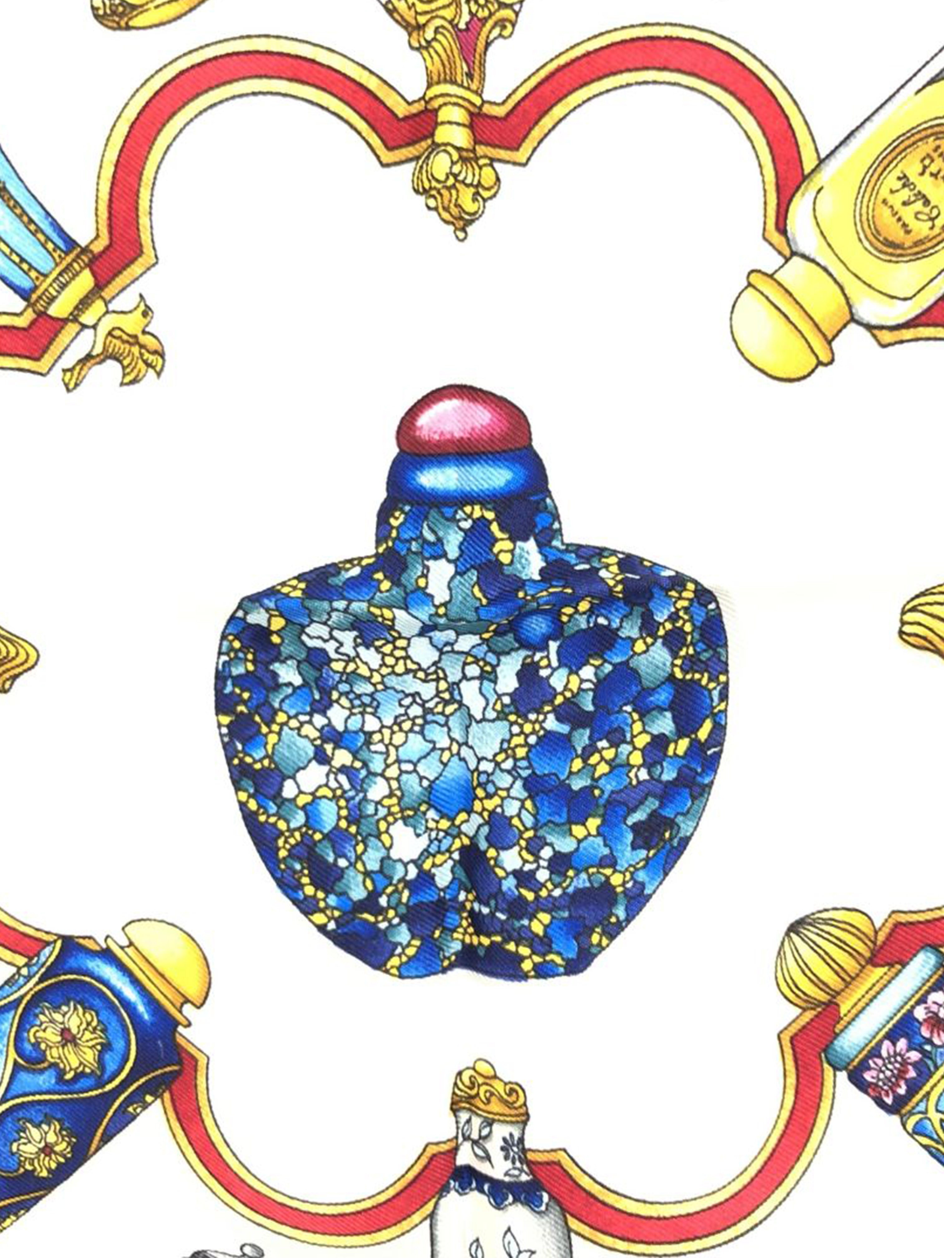 Blue silk perfume printed scarf