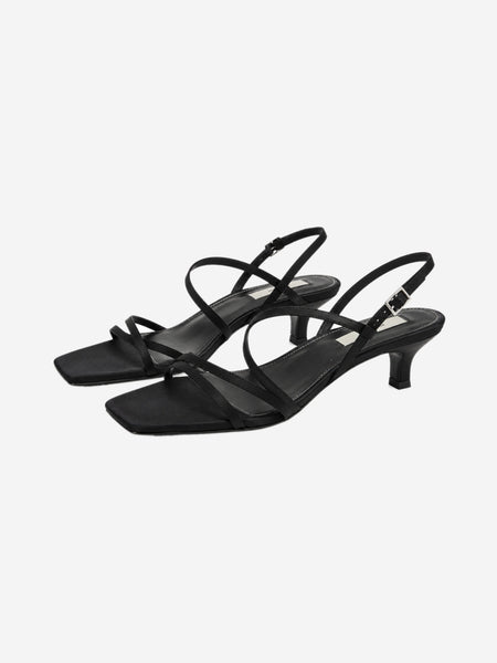 Black satin crossover kitten heel sandals - size EU 40 (UK 7) alternate image