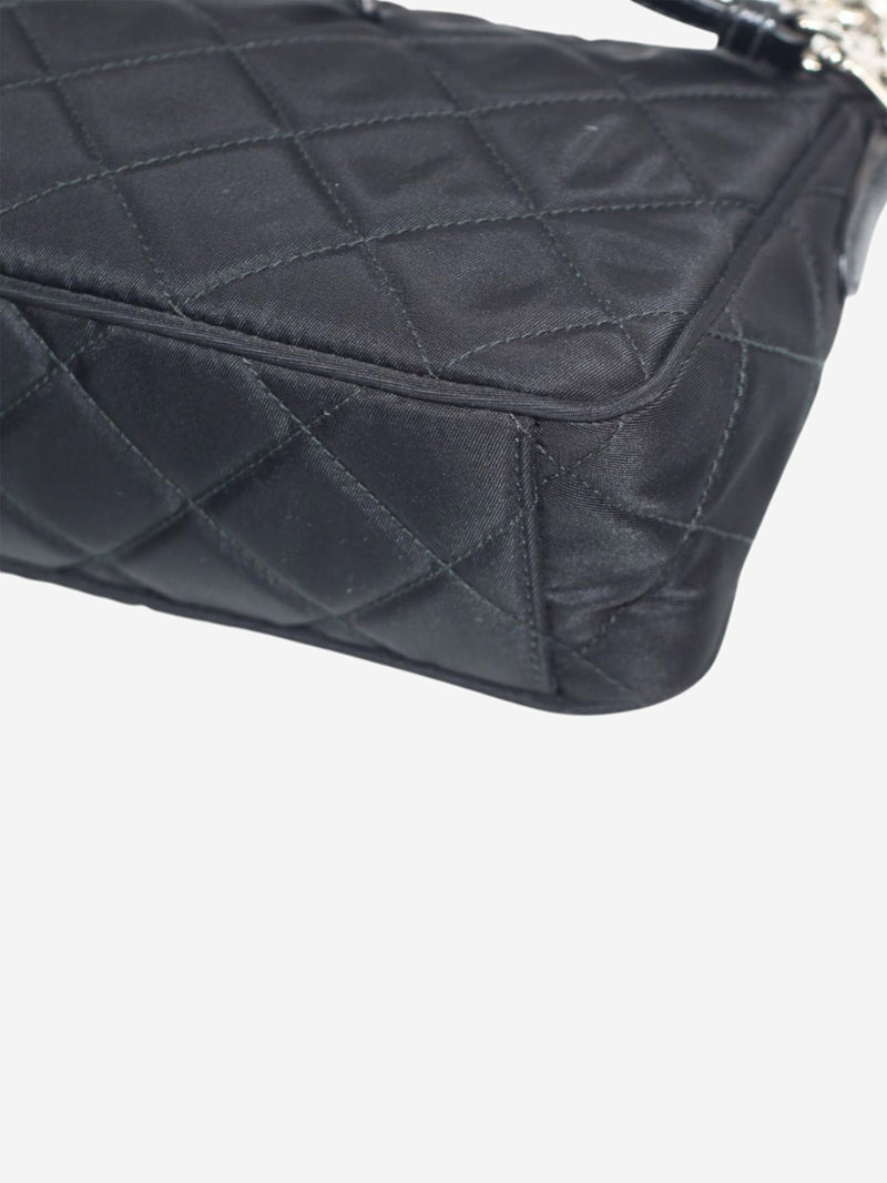 Black nylon diamond-quilted mini shoulder bag
