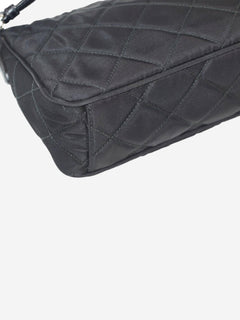 Black nylon diamond-quilted mini shoulder bag