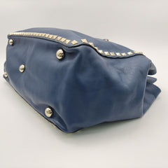 Blue Rockstud leather shoulder bag