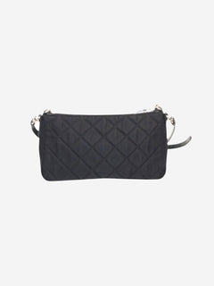 Black nylon diamond-quilted mini shoulder bag