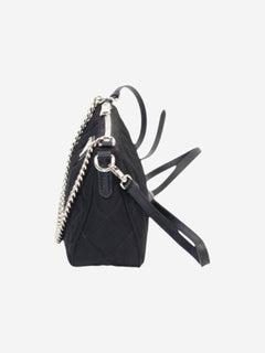 Black nylon diamond-quilted mini shoulder bag