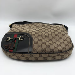 Brown GG canvas Horsebit Tassel Messenger bag