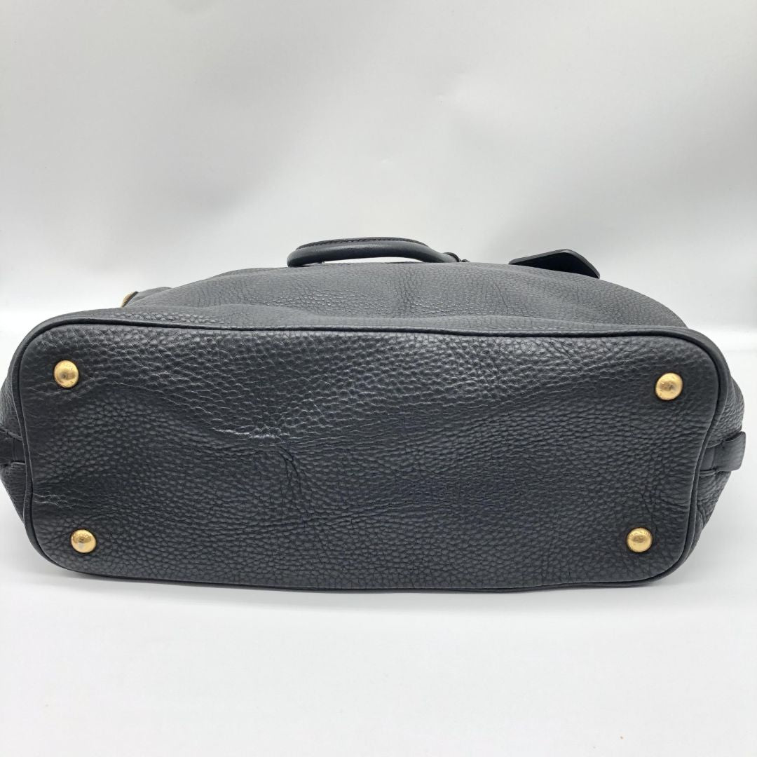 Black Vitello Daino leather Shopping tote bag