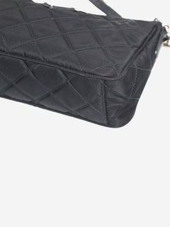 Black nylon diamond-quilted mini shoulder bag