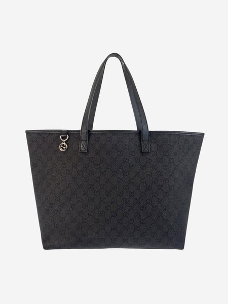 Black GG canvas and leather tote bag product image