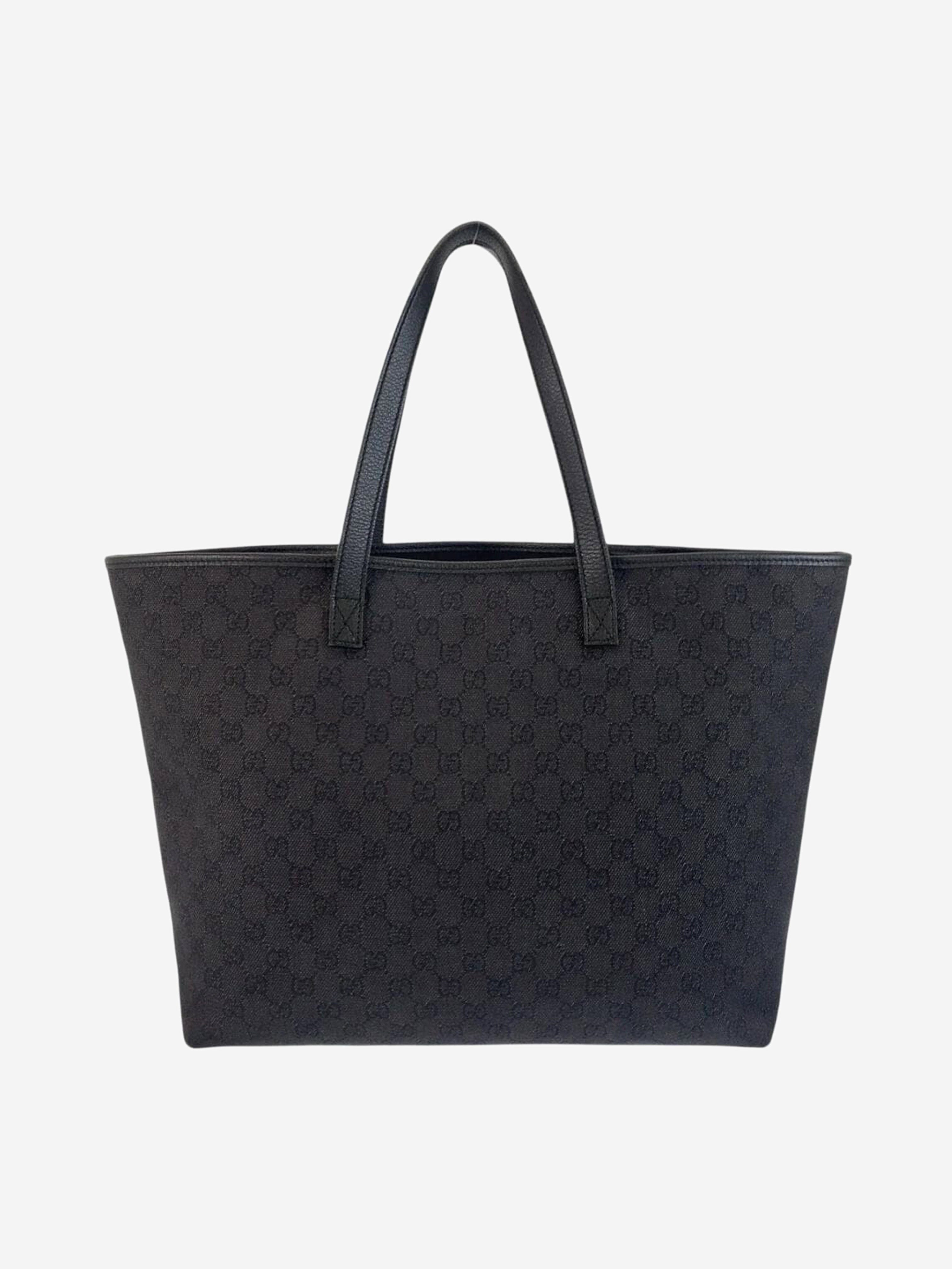 Black GG canvas and leather tote bag Tote Bags Gucci 