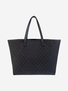 Gucci Black GG canvas and leather tote bag