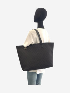 Gucci Black GG canvas and leather tote bag