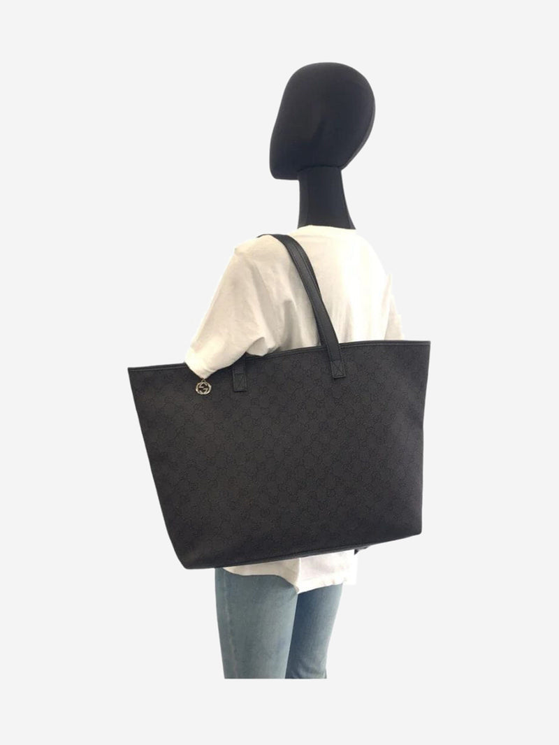 Black GG canvas and leather tote bag Tote Bags Gucci 