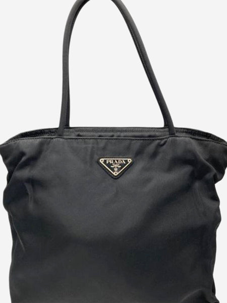 Black nylon tote bag product image