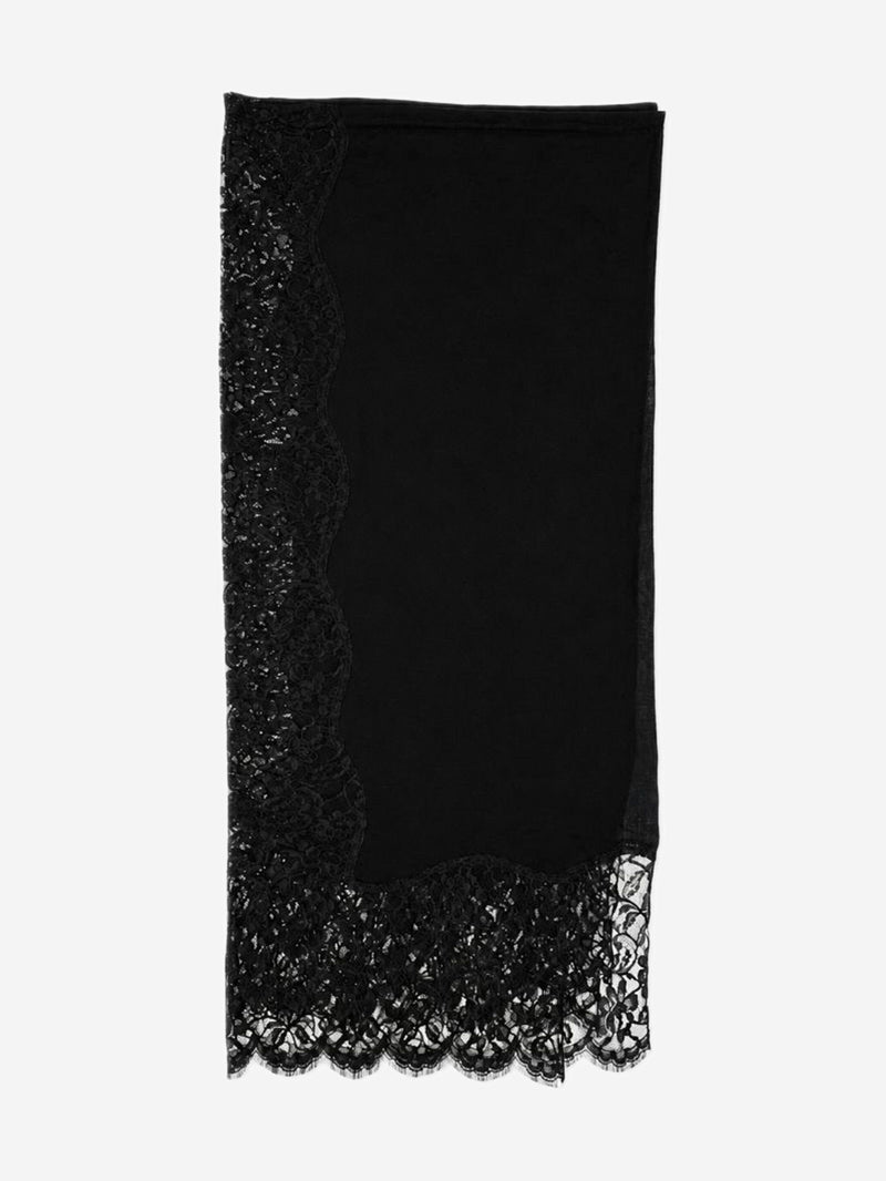 Black lace-trim shawl scarf Scarves Janavi 