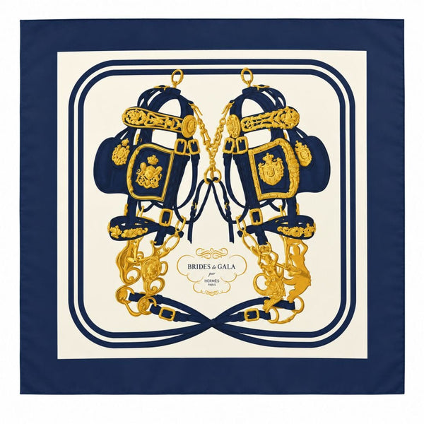 Cream and navy Brides de Gala silk scarf product image